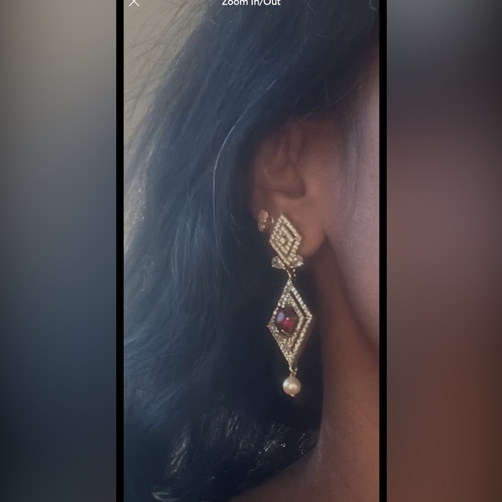 Gorgeous Ruby Drop Earrings With Clear Swarovski … - image 6